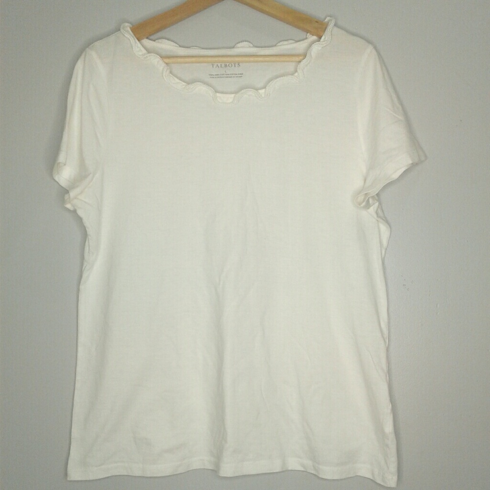 Talbots 100% pima cotton white tee size L